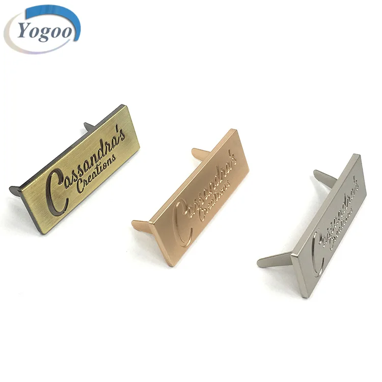 Rectangle Brand Name Plate Light Gold Custom Metal Handbag Logo Label Tag Buy Handbag Logo