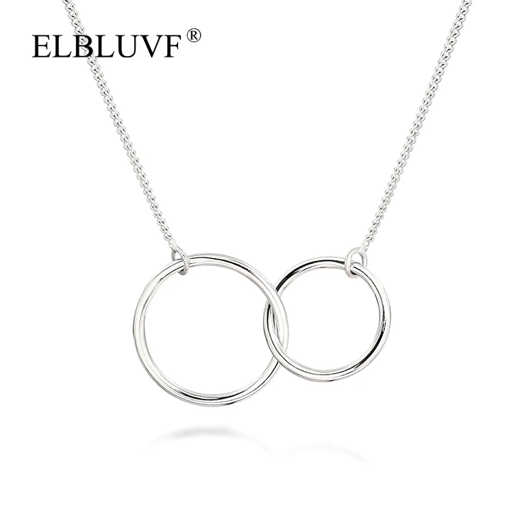 

ELBLUVF 925 Sterling Silver Chain Womens Infinite Double Circles Necklace Forever Love