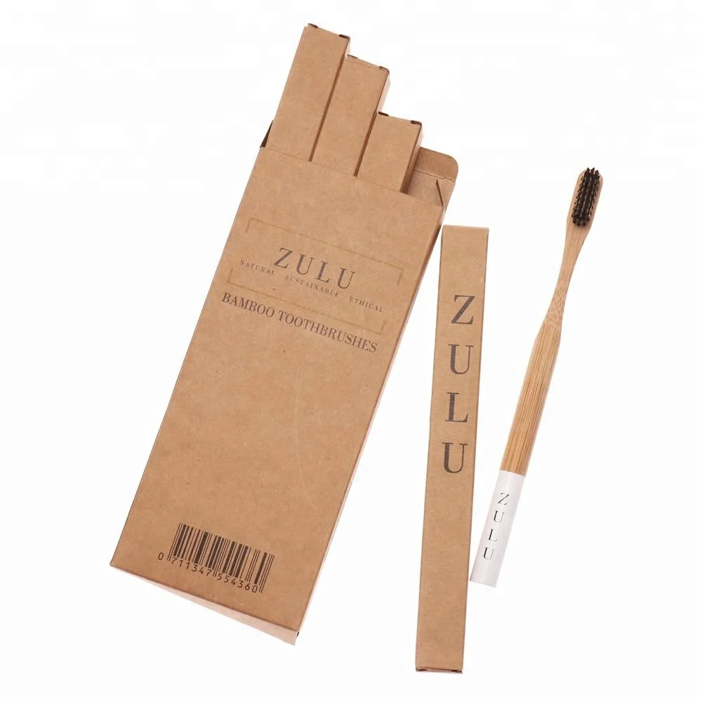 

Round Handle Natural Bamboo Toothbrush with 4 Pack Boxes