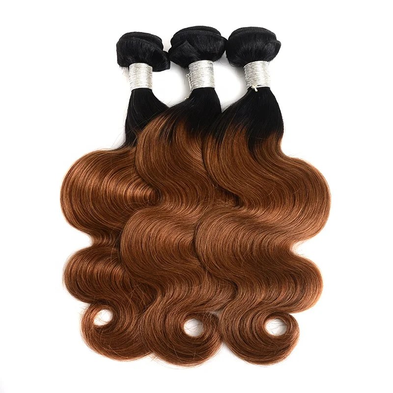 

Wholesale Ombre Body Wave Remy Vigin Hair Bundles 1B/30 Color Tange Free Brazilian Human Hair Weave, Natural color #1b