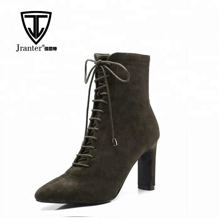 high heel ankle boots with laces