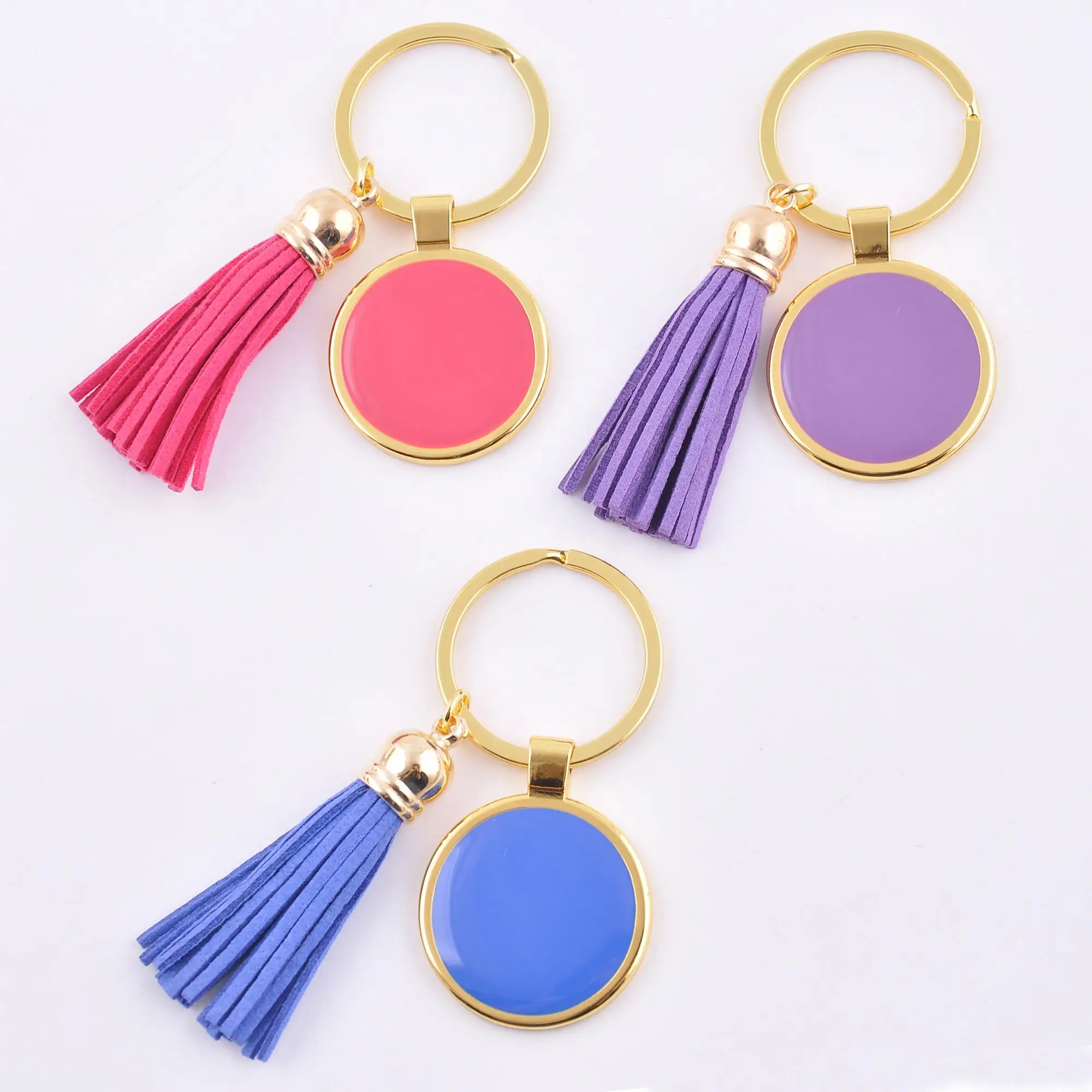 Monogram Personalized Customized Tassel Round Enamel Colorful Stainless