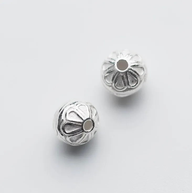 Round Flower Loose Spacer Beads Jewelry Making Fit Necklace Silver//Gold 7.5x3mm