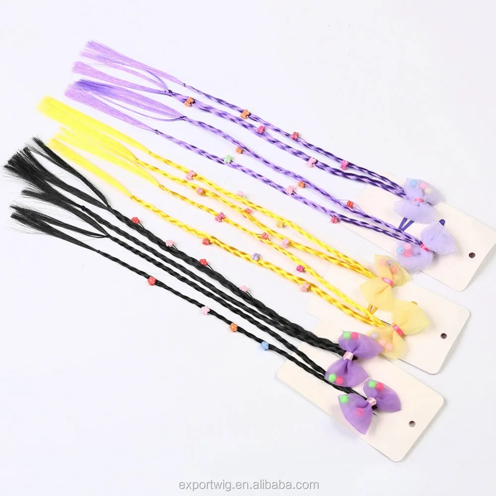 New Design Girls Braided Wigs Clip In Hair Extension For Children