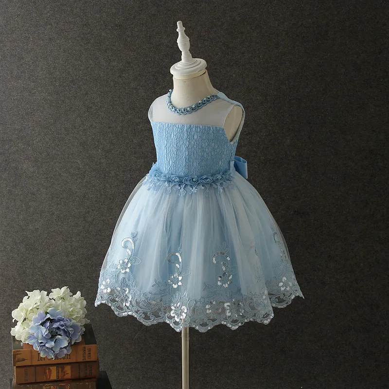 

hot summer special washable beautiful dresses wave skirt tail sky color graceful garment for children female wearing, As pictures