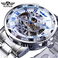 

Winner Fashion Diamond Display Luminous Hands Gear Movement Retro Royal Design Men Mechanical Skeleton Wrist Watches