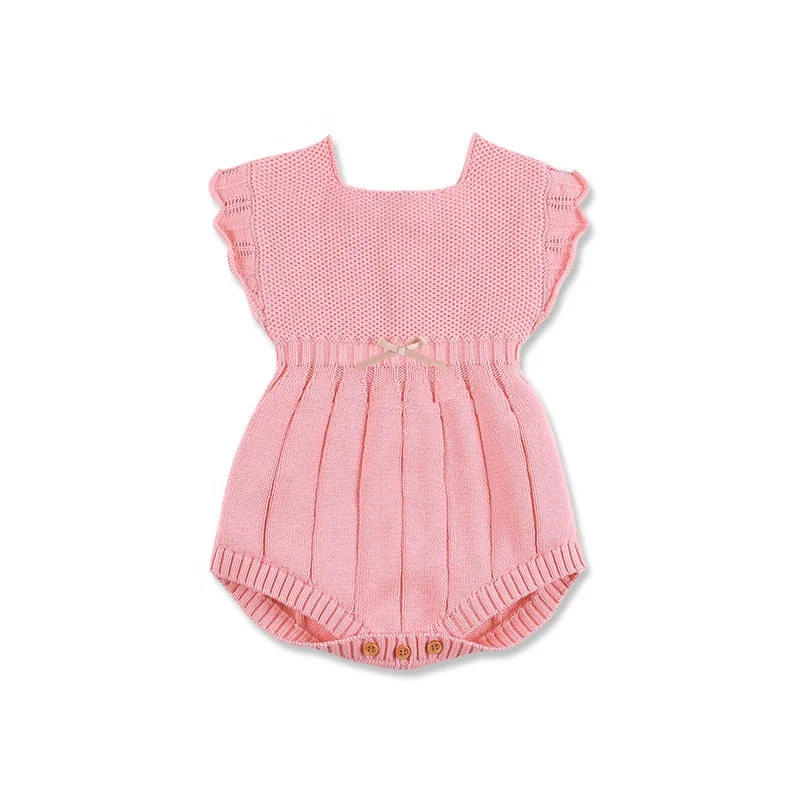 

Baby girl ruffle romper plain organic cotton knitted baby romper, N/a