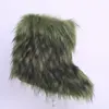 wholesale women ladies winter waterproof real faux fur boots heavy fur top decoration ankle height snow boots