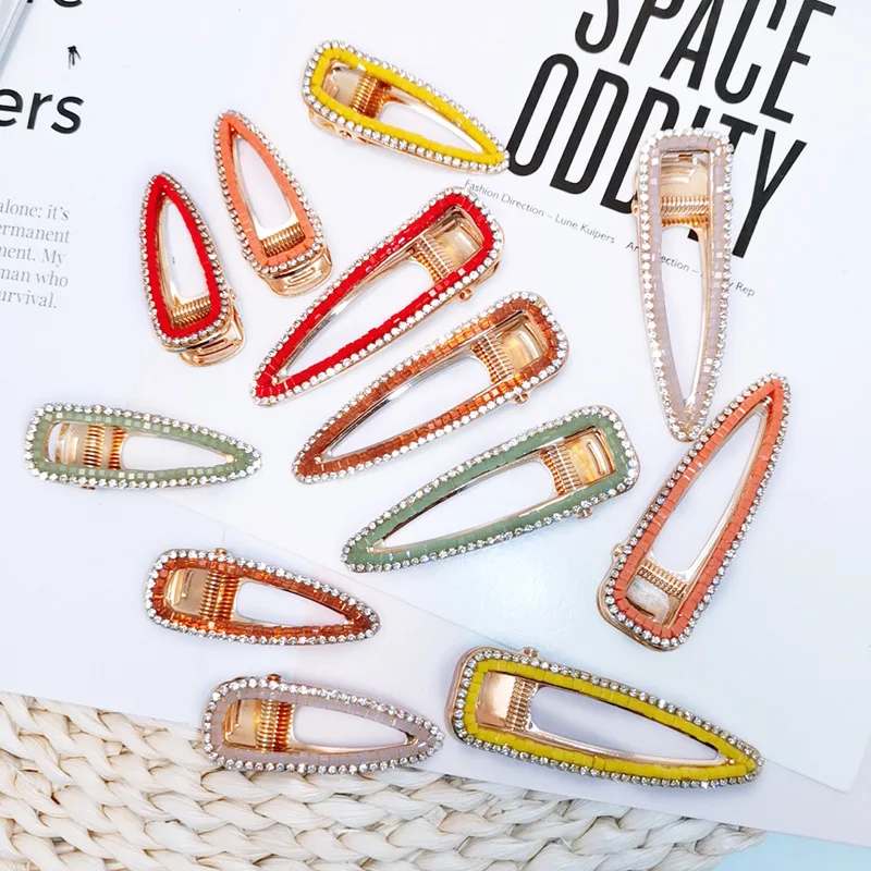 Wholesale Handmade Metal Korea Hair Clips For Women Colorful Diamond