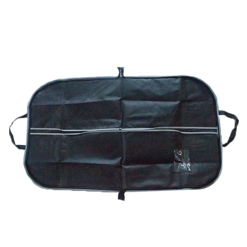 

Custom Side Zipper Black Non Woven Dust Cover Suit Bag with PVC Business Card Pocket Window, Customized color.