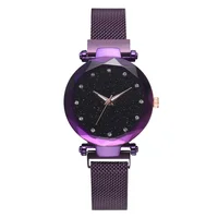 

High Quality Fashion Women Luxury Magnet Watch Quartz Starry Sky Rhinestone Mesh Strap Bracelet Watches TW008