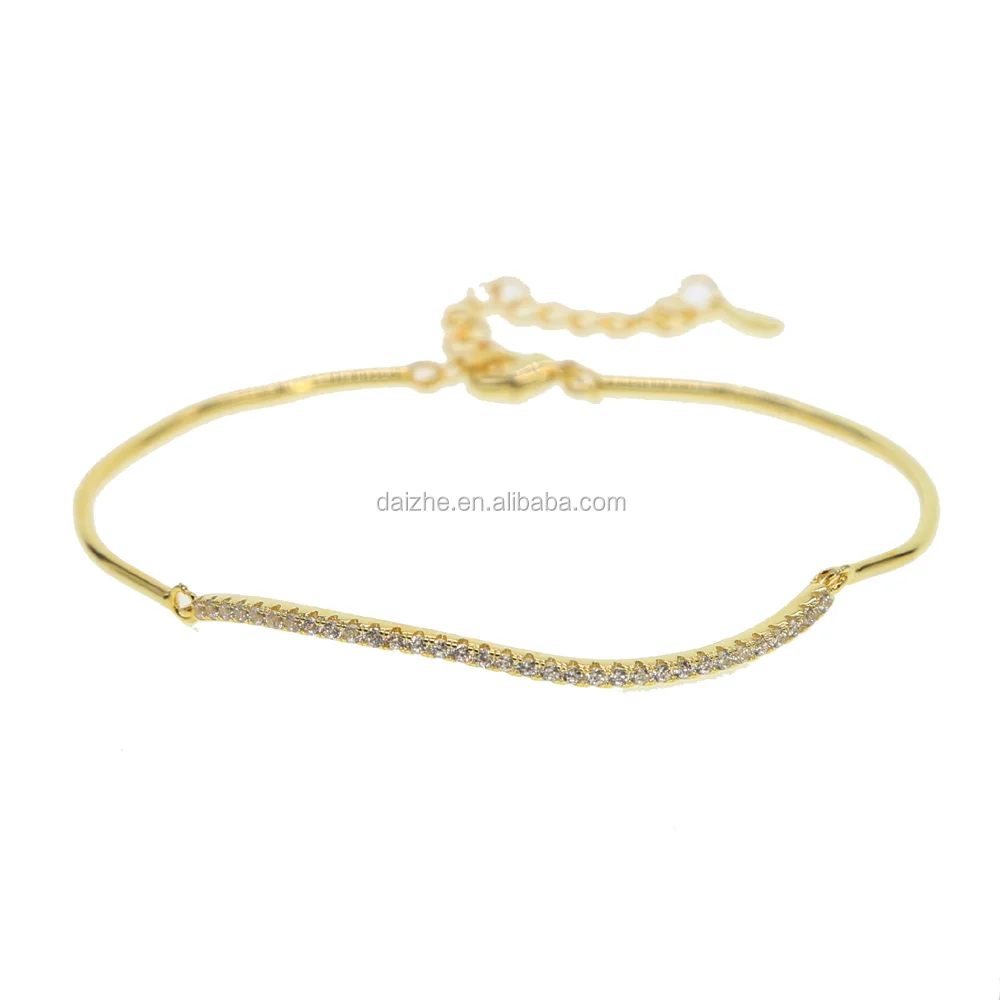 

2021 fashion gold filled bar bracelet with cz paved women fashion wedding bracelet