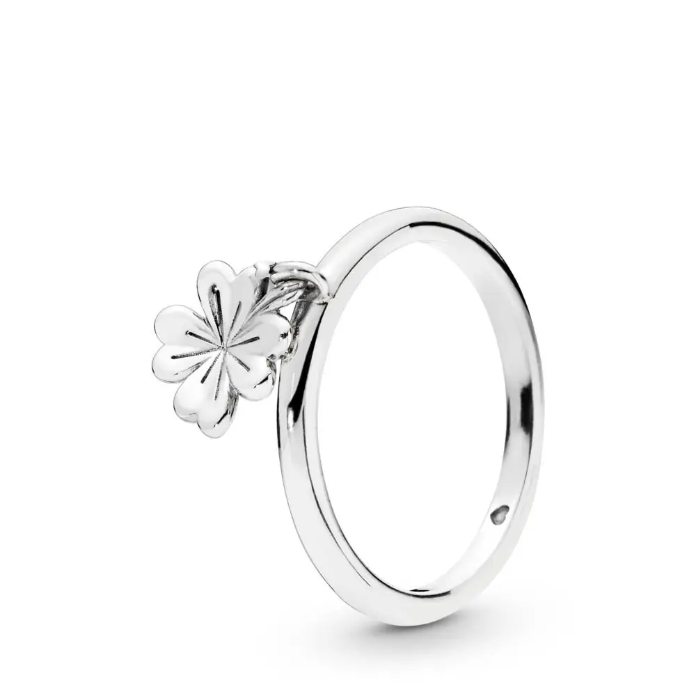 

New Arrival 100% 925 Sterling Silver Shape Dangling Clover Finger Ring For Women Jewelry Gift, Silver color