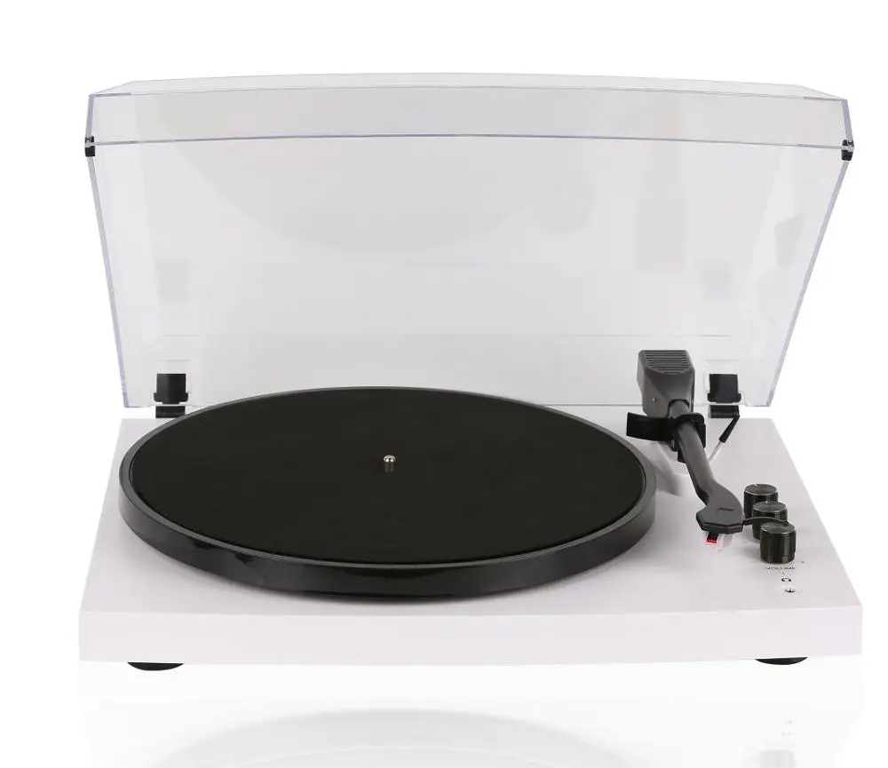 
Wireless Turntable Hi Fi System with 40 Watt Bookshelf Speakers, Vinyl Record Player with Ruby Cartridge White Piano Finish 