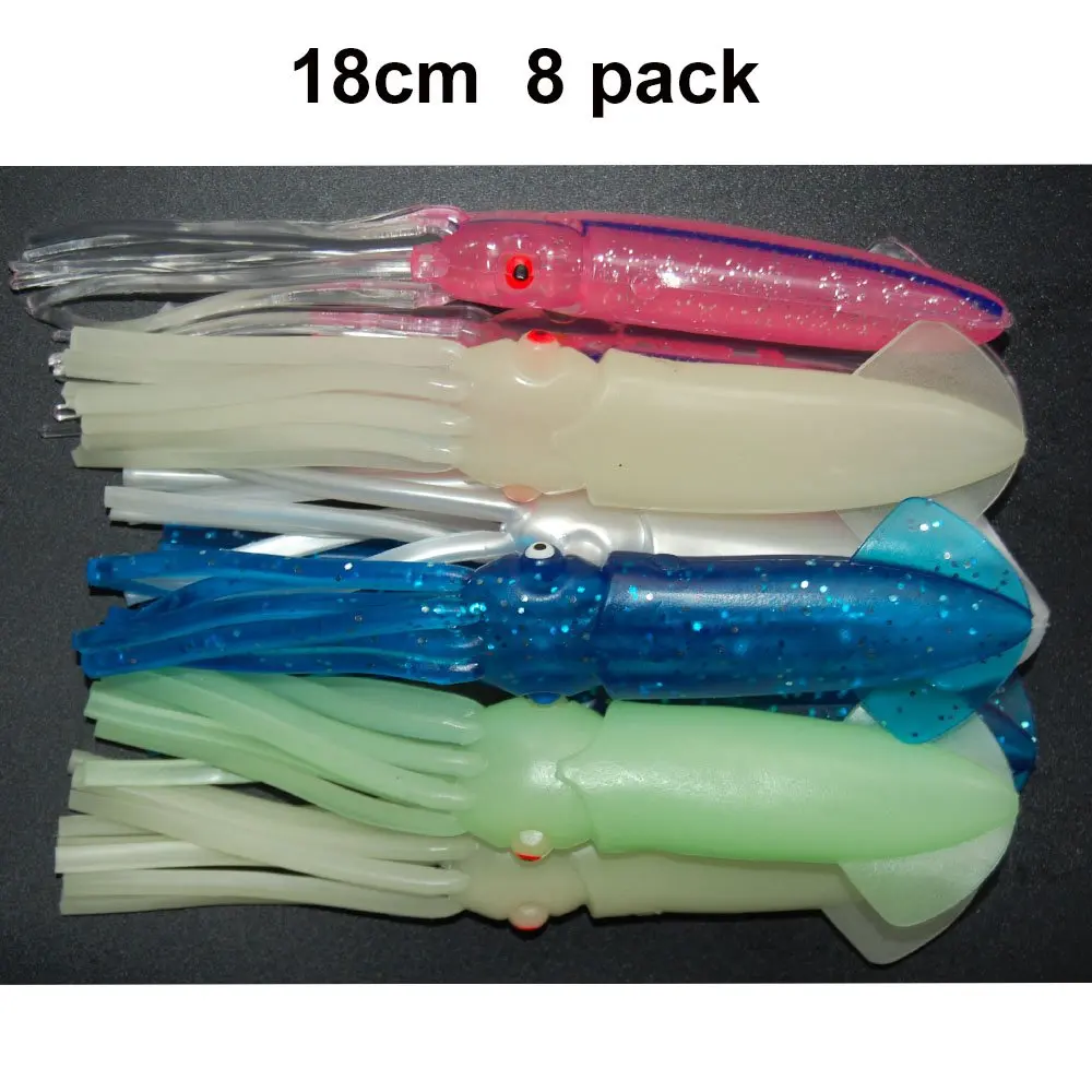 8pcs/bag 18cm Soft Squid Fishing Lures For Jigs Mixed Color Big Game