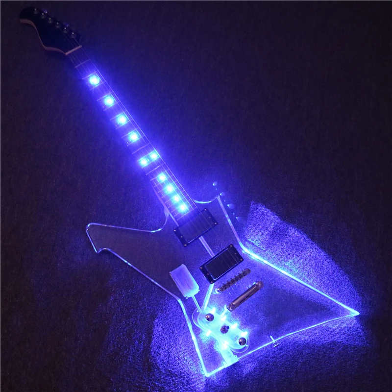 

Afanti Music Left hand Acrylic Body Electric guitar with Blue LED lights (PAG-147)