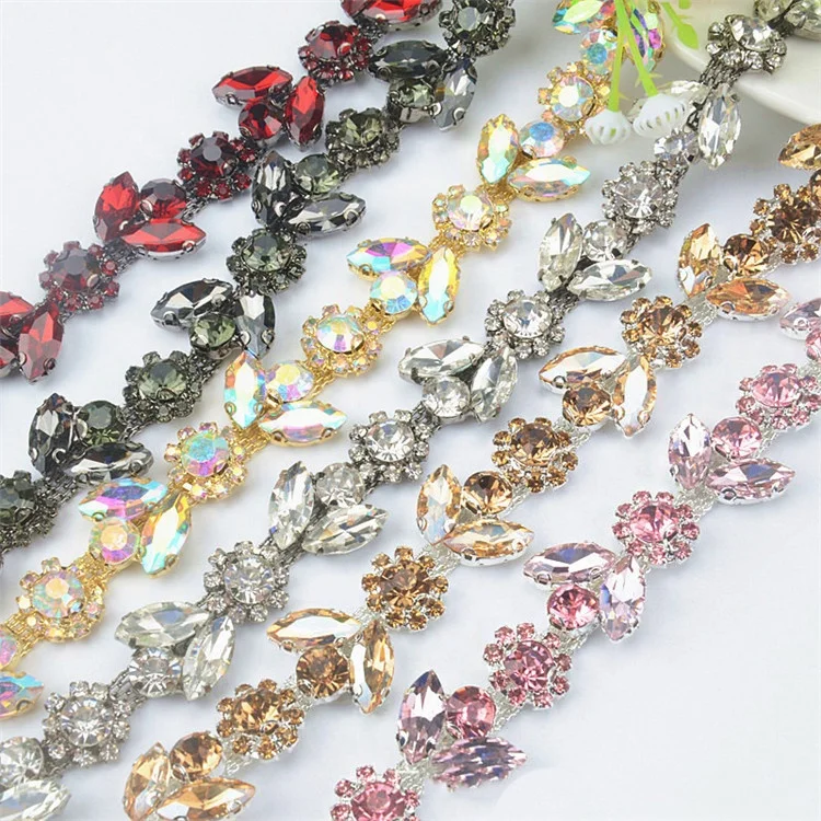 

MeeTee RC103 90cm Trims Sew-on Crystal Beads Wedding Dress Shoes Appliques Bracelet Jewelry Making Accessories Rhinestone Chain