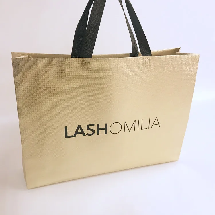 

wholesale custom printing gold metallic shopping bag