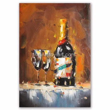 Knife Pallet Wine Bottle Oil Painting On Canvas - Buy Wine Bottle Oil ...