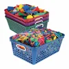 Convenient Popular Royal Colors Large Rectangle Classroom Storage Tall Baskets With Handles Durable Plastic Handy Organizers