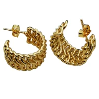 

18k gold plated earring Brazilian jewelry twisted braided hoop brass cuffs earrings