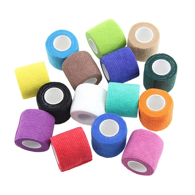 

Good price non woven cohesive bandage 5 CM X 4.5 M sports tape bandages CE ISO approved, 18 colors available