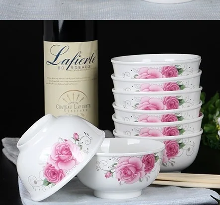 

Haonai 4 inch porcelain bowl white round bowl with printing by machine