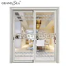 Cheap half glass lightweight accordion blinds aluminum sliding glass door with smart lock