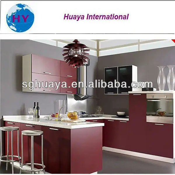 Mejor venta de mueble cocina vino tinto color melamina puerta ...