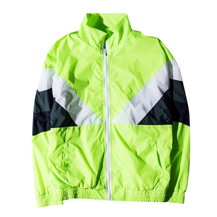 

Wholesale Retro Mens Nylon Color Block Windbreaker