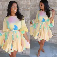 

Ladies spring new style pleated long sleeve chiffon tutu dress