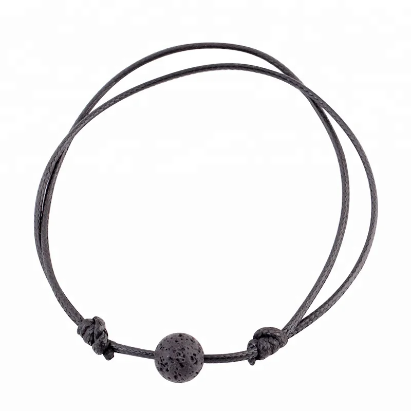 

Double layer PU strap adjustable woman lava stone bracelet