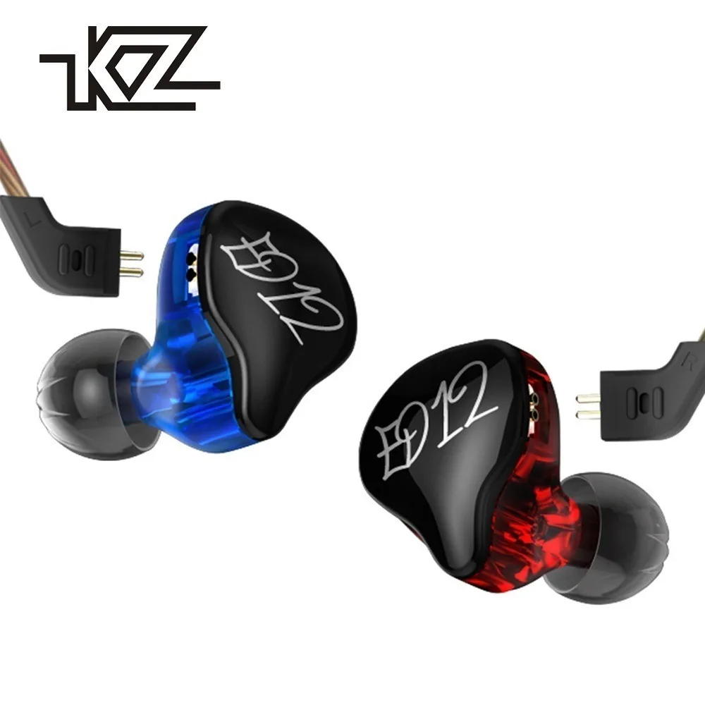 

KZ ED12 in Ear Earphone Stereo Running Sport Hi-Fi Headphone Noise Cancelling HiFi Bass, Blue / red