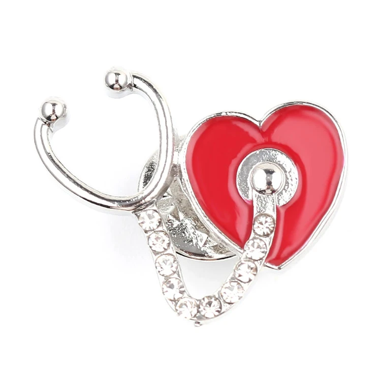 Available Medical Jewelry Enamel Pins Vintage Brooch Shape Of Lovely Stethoscope Brooch