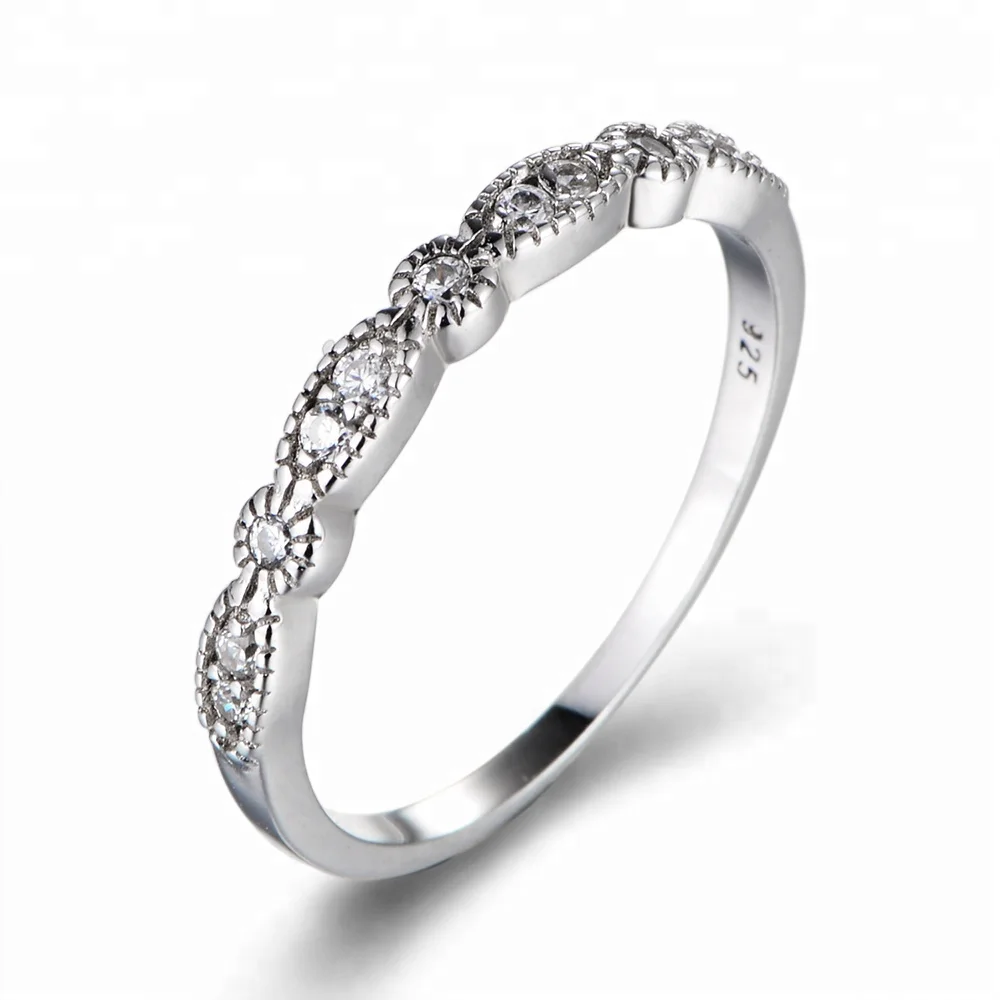 

Cubic zircon 6925 silver band ring jewelry engagement diamond band ring