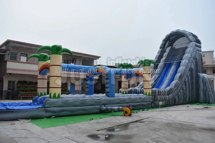24'h Triple Lane Tropical Giant Inflatables Water Slides For Adults
