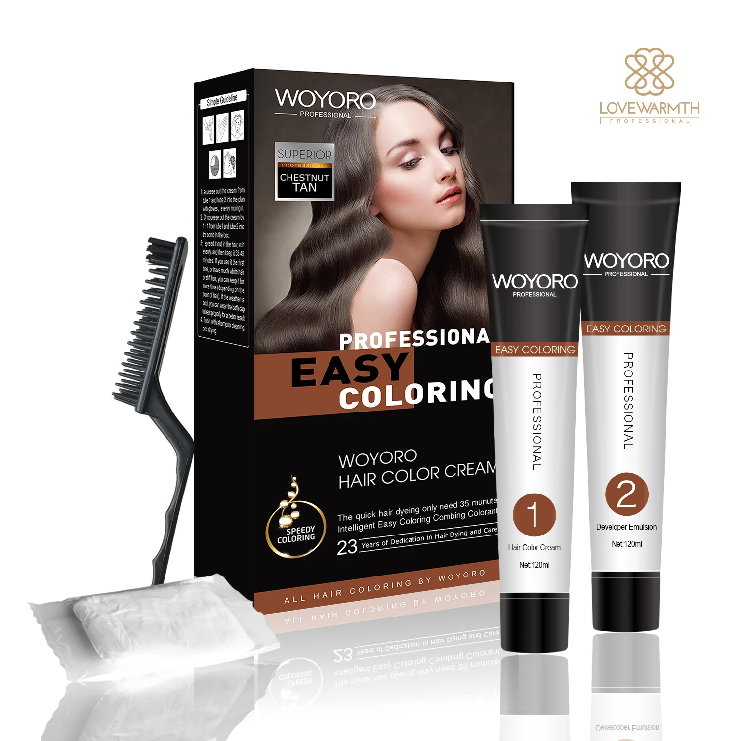 Dark Brown Permanent Hair Color Ammonia Free Hair Dye Color Kit