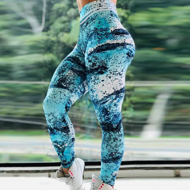 

Digital Printing Yoga Pants Blue Drop Waterlets Gym Leggings Women Fitness Leggings High Waist Yoga Leggings, Pictures shows/customized upon request