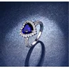 Fashion Classic Royal Blue Ocean Heart Ring with Synthesis Sapphire/ Ruby/CZ Romantic Gift for Women Charm Jewelry