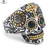 Jerusalem Cross Mens Vintage Black Color Biker Stainless Steel Skull Ring