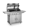Split Lid SS Gas Barbecue Grill with Side Burner