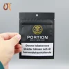 Custom black background white printed plastic pouch