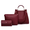 2019 China Wholesale Cheap luxury design Women's red Tote Leather Lady handbags young women PU hand bags 3 Pieces Handbag Sets