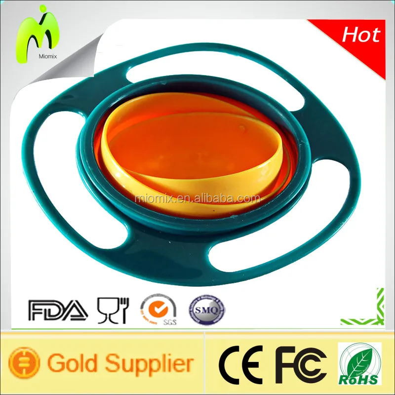 360 Rotating Spill-proof bowl with lid Gyro shape Baby bowls
