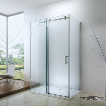 3 Sided Frameless Shower Enclosure Double Roller Sliding Glass