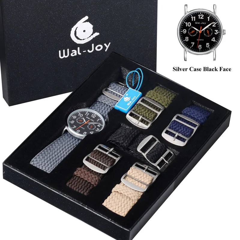 

WJ8004 Set Wal-Joy Brand Knitted Strap Luxury Box Set Outdoor Quartz Men Watches 2017, Grey;green;beige;black;brown;blue