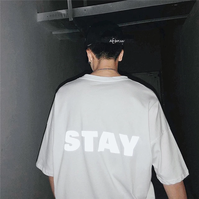 Custom Summer Short Sleeve Fashion Simple Loose Fit Reflective Printing T-shirt Men