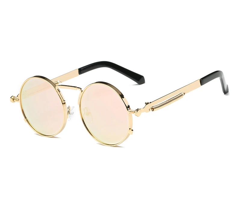 

2021 New Men Vintage Steampunk Shades Fashion Trending women Round Frame Sun Glasses Polarized Mirrored Retro Sunglasses, Any color customized