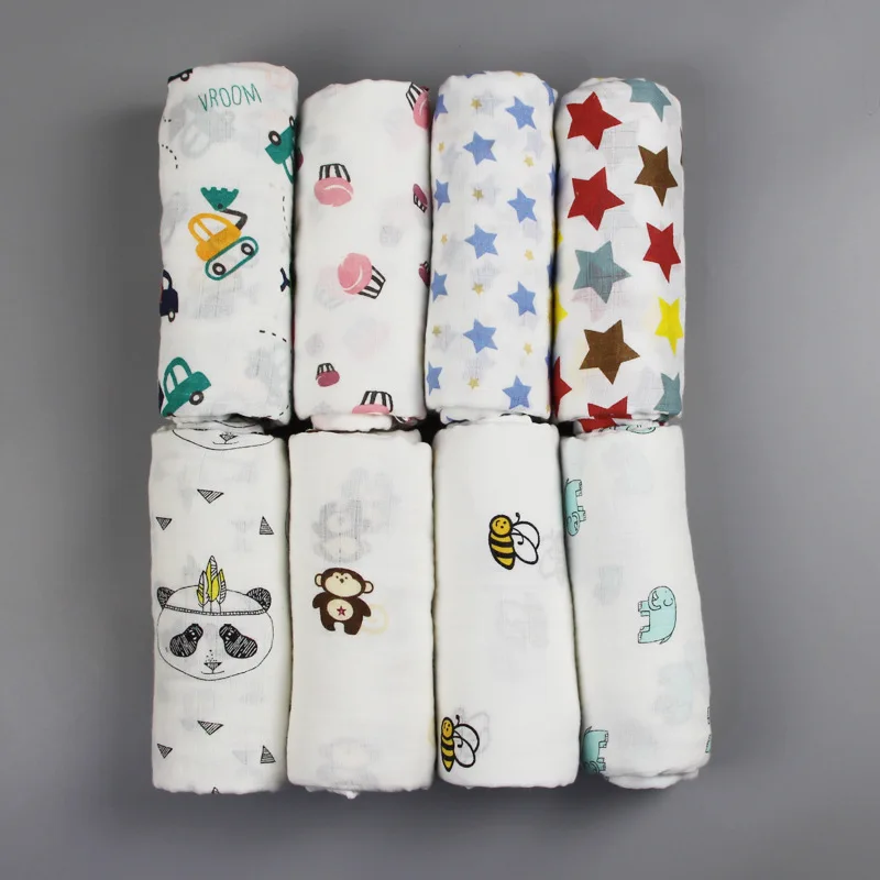 

Popular Gift Box 100% Cotton 2ply New-born Baby Swaddle Muslin Blanket, Custom color