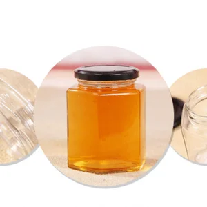Image of Hot sale high quality wholesale cheap hexagonal glass honey jar